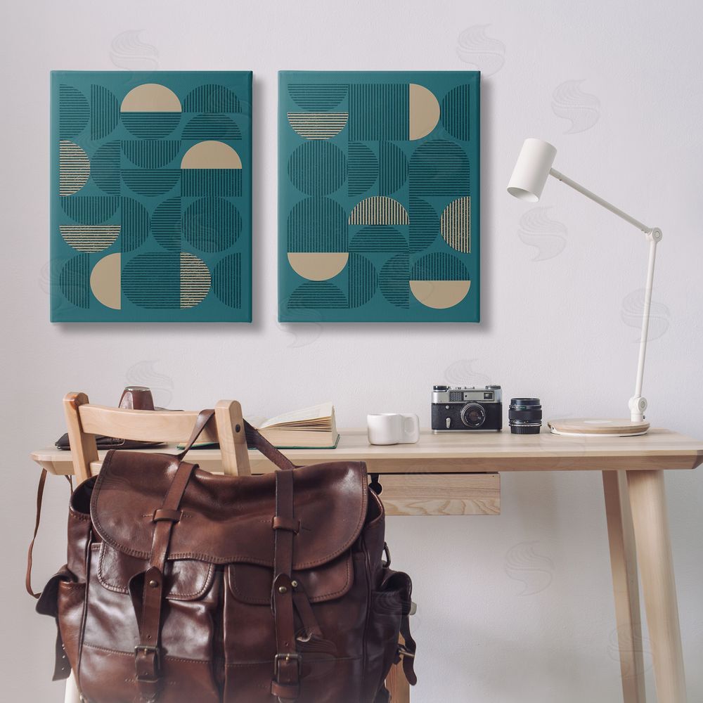 Vision Studio Minimalist Teal Geometric Canvas Wall Art Print in Room