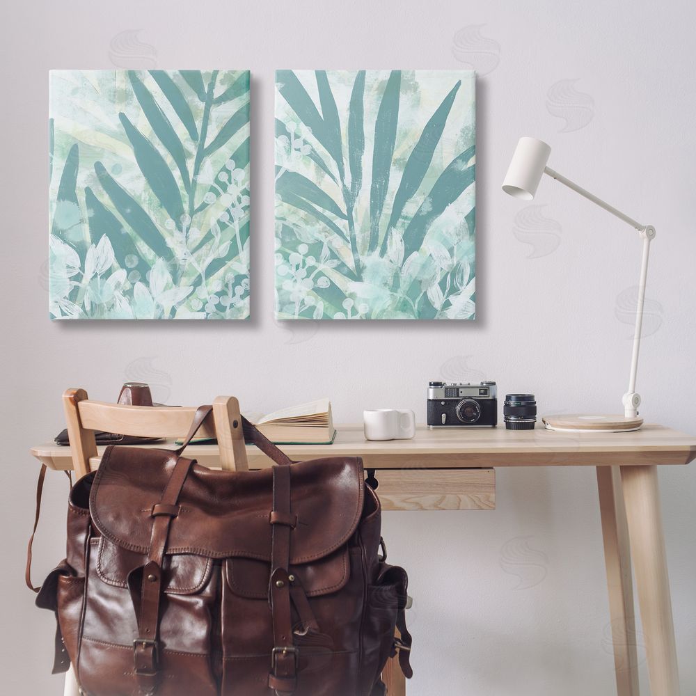 June Erica Vess Teal Palm Fronds  Canvas Wall Art Print in Room