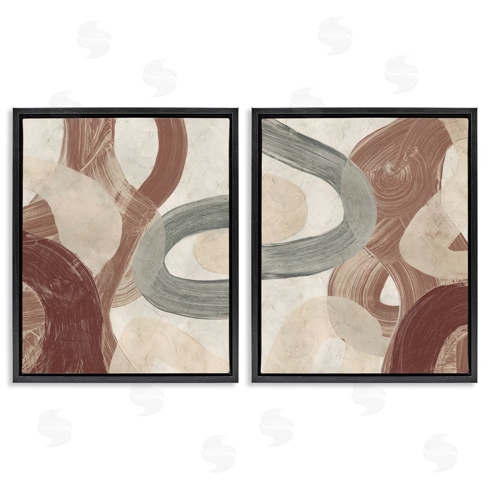 June Erica Vess Curvy Abstract Swirls  Black Floating Frame Canvas Wall Art Print