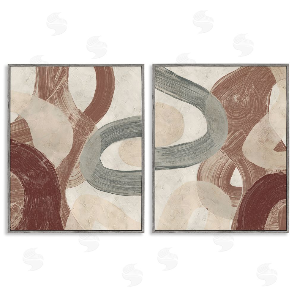June Erica Vess Curvy Abstract Swirls  Gray Framed Giclee Wall Art Print