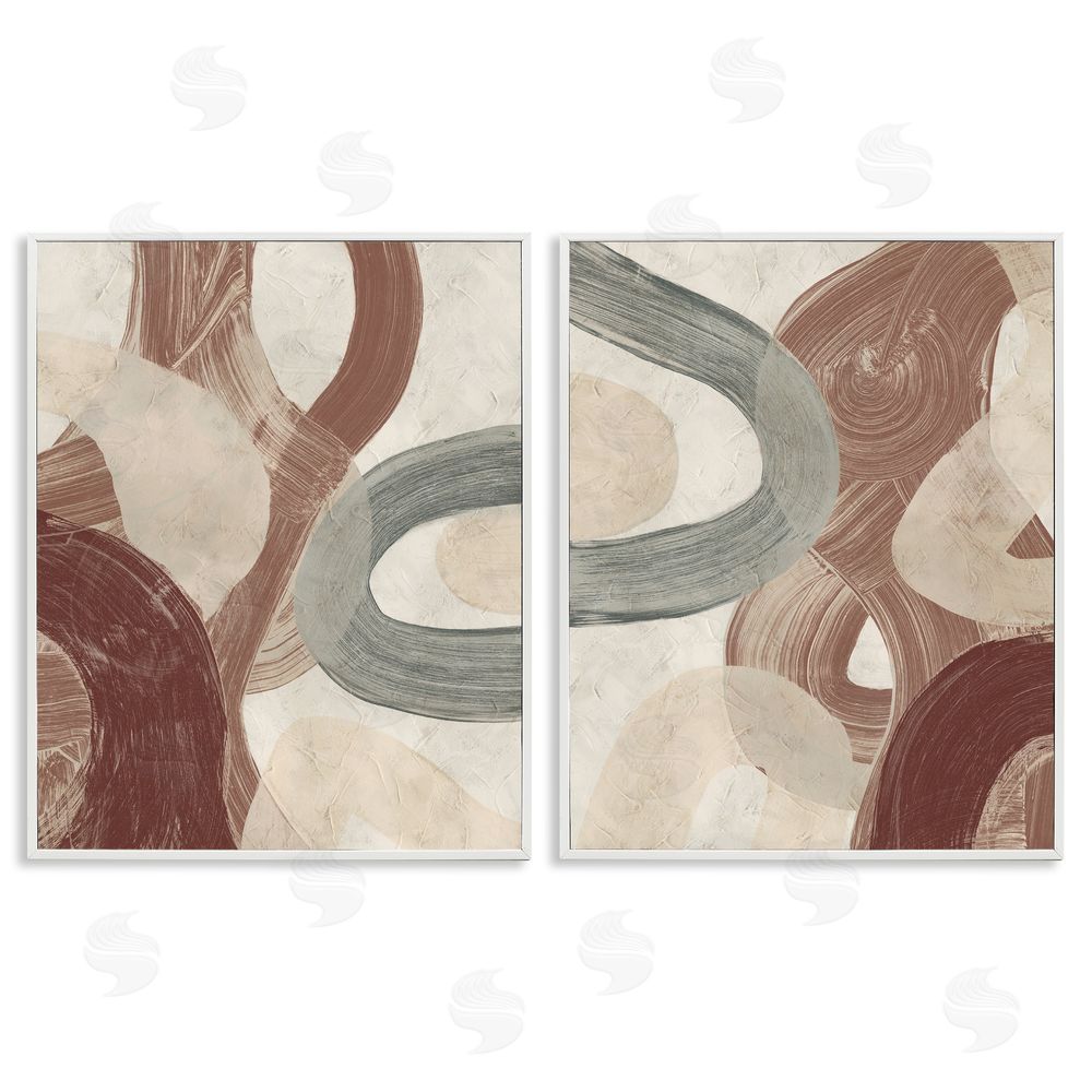June Erica Vess Curvy Abstract Swirls  White Framed Giclee Wall Art Print