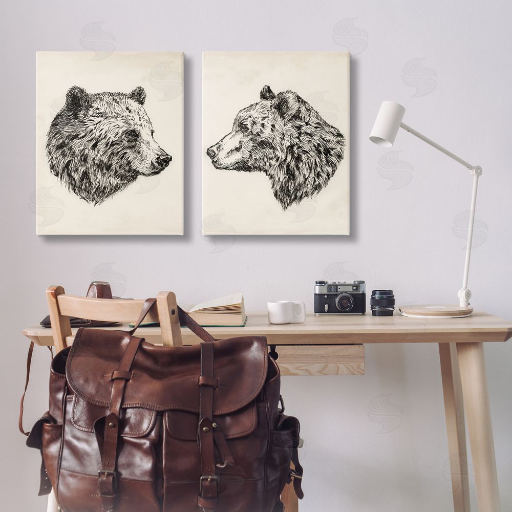 Victoria Barnes Portrait Brown Bear Animal  Canvas Wall Art Print in Room