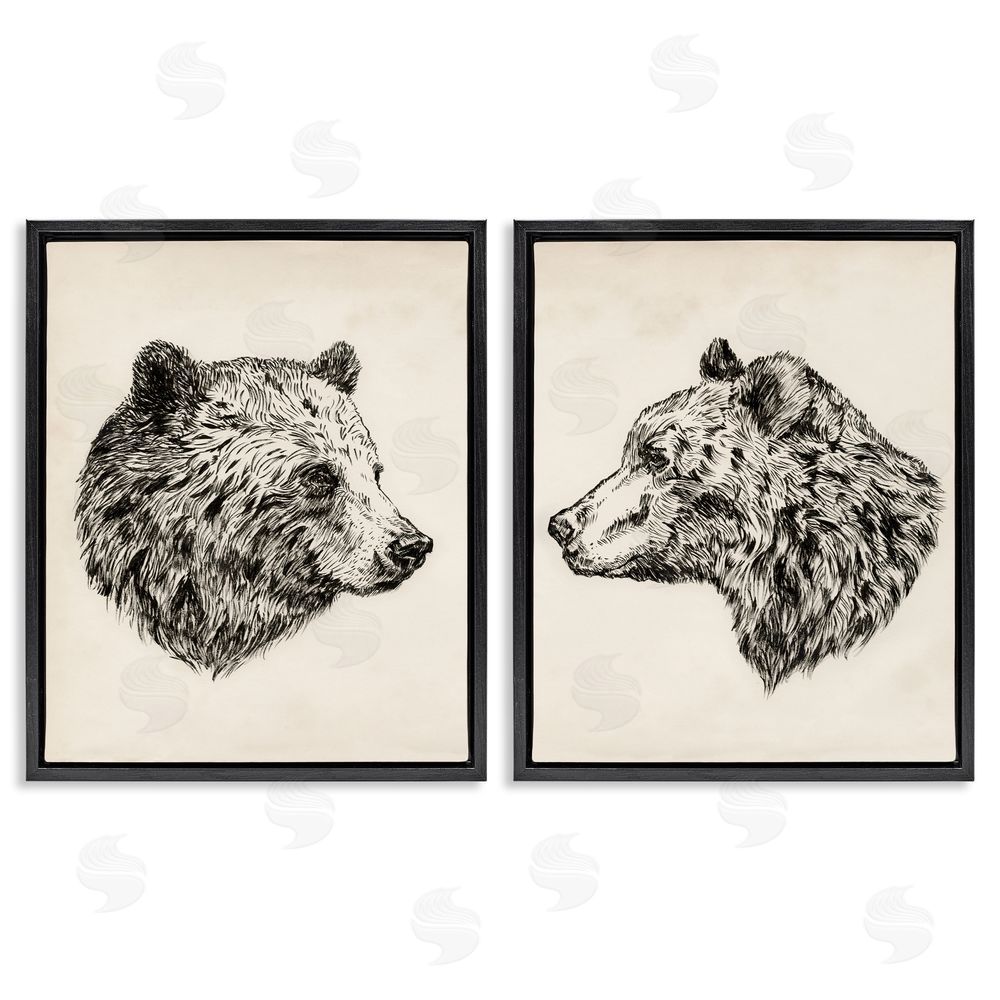 Victoria Barnes Portrait Brown Bear Animal  Black Floating Frame Canvas Wall Art Print
