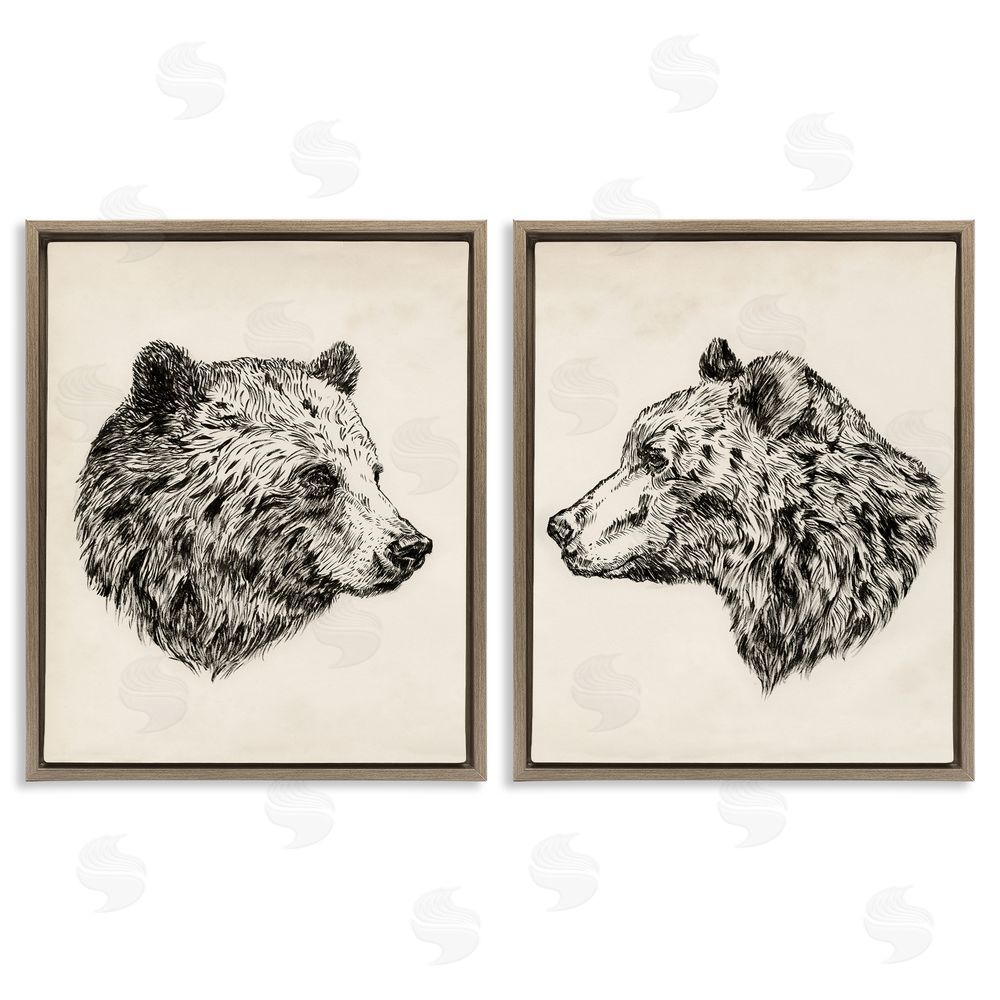Victoria Barnes Portrait Brown Bear Animal  Brown Floating Frame Canvas Wall Art Print