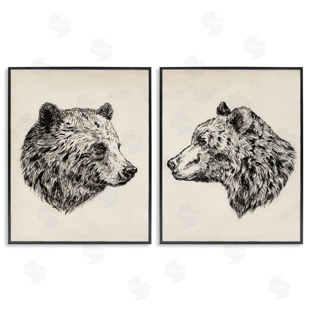 Victoria Barnes Portrait Brown Bear Animal  Black Framed Giclee Wall Art Print
