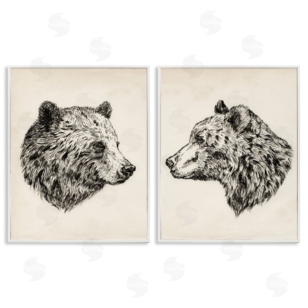 Victoria Barnes Portrait Brown Bear Animal  White Framed Giclee Wall Art Print