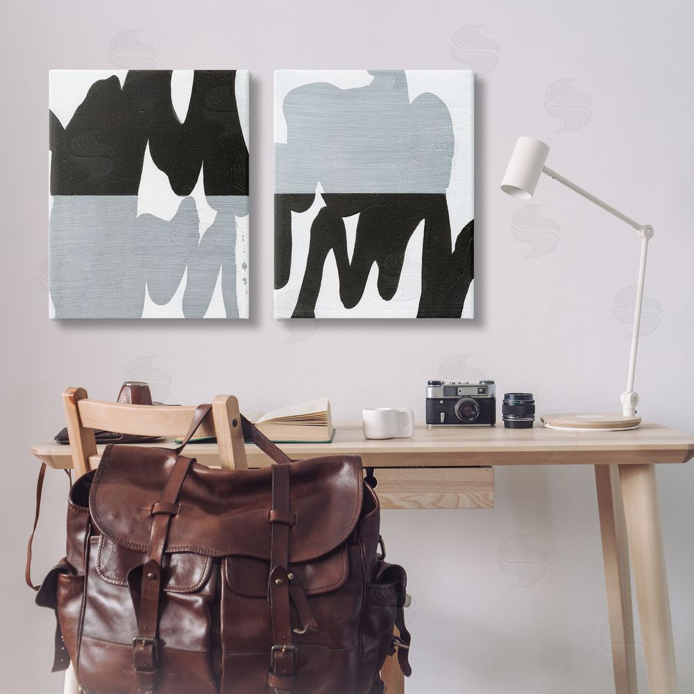 Jodi Fuchs Veiled Black and White Abstract Canvas Wall Art Print in Room