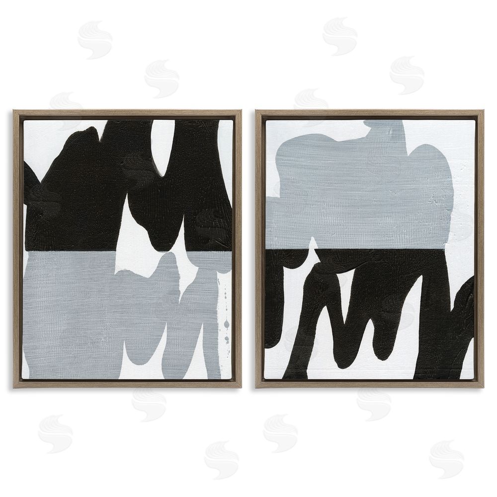Jodi Fuchs Veiled Black and White Abstract Brown Floating Frame Canvas Wall Art Print