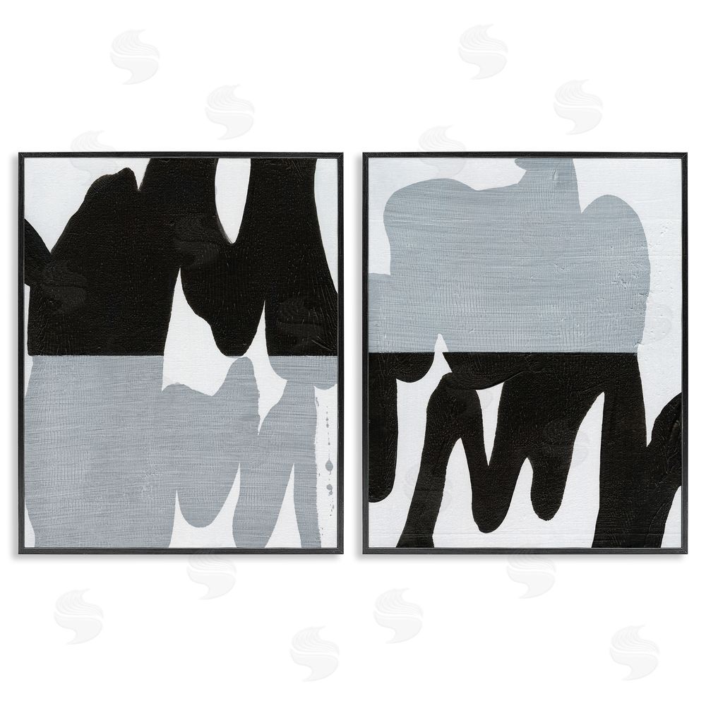 Jodi Fuchs Veiled Black and White Abstract Black Framed Giclee Wall Art Print