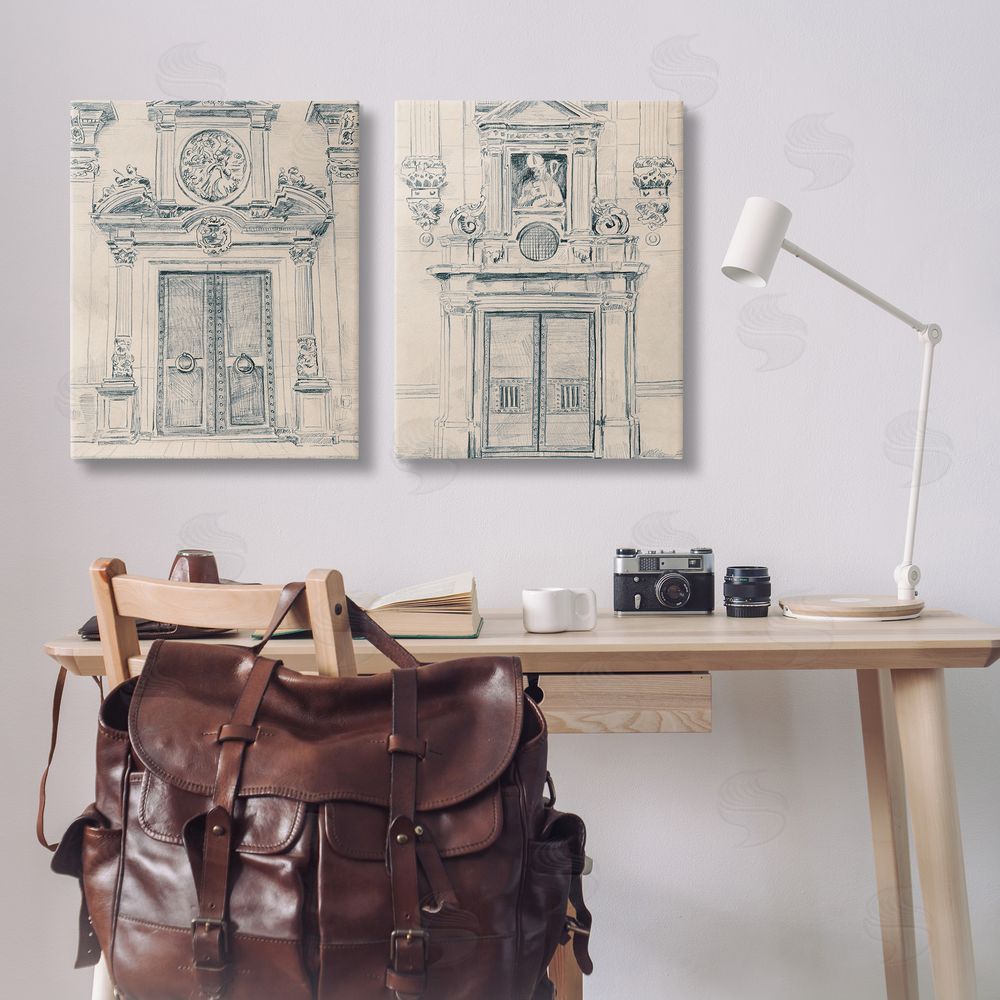 June Erica Vess Pencil Sketch Ornate Door Canvas Wall Art Print in Room