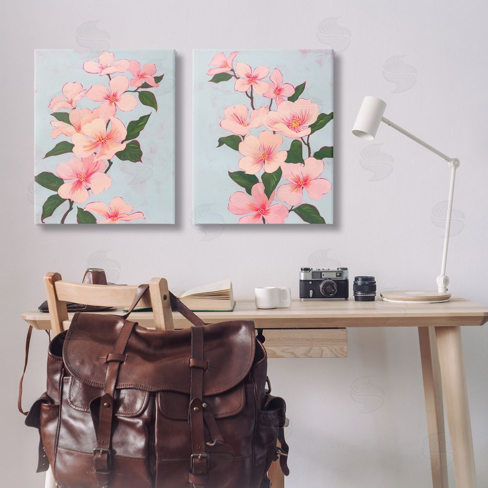 Grace Popp Pink Cherry Blossom Branch Canvas Wall Art Print in Room