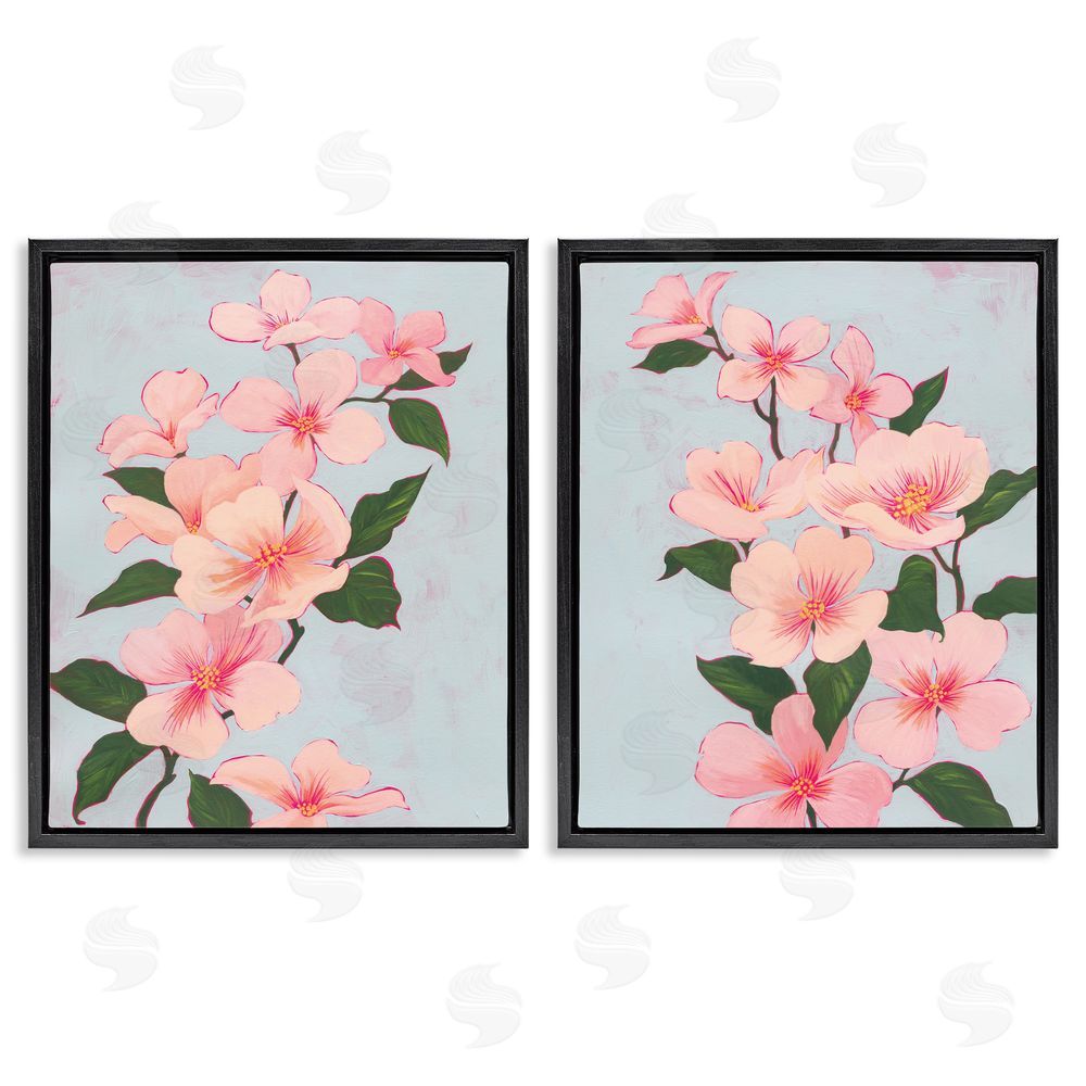 Grace Popp Pink Cherry Blossom Branch Black Floating Frame Canvas Wall Art Print