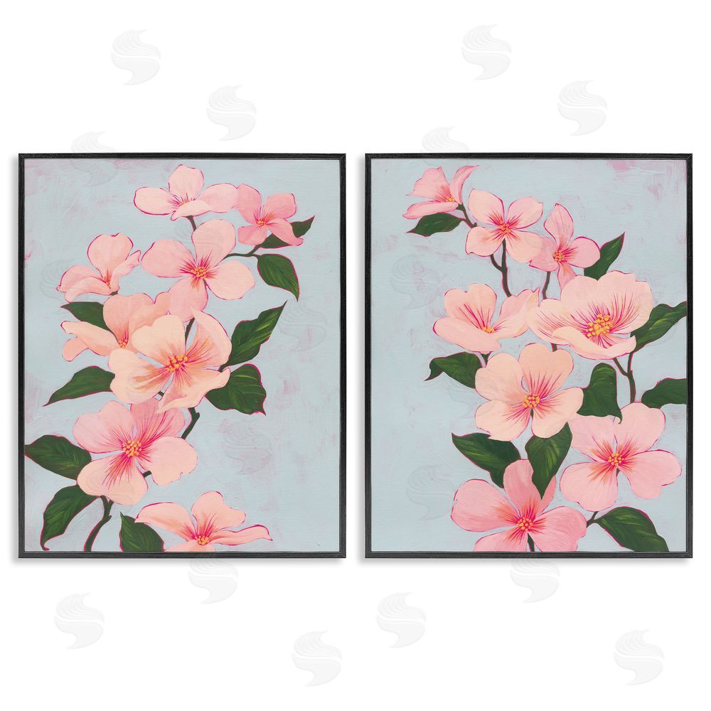 Grace Popp Pink Cherry Blossom Branch Black Framed Giclee Wall Art Print