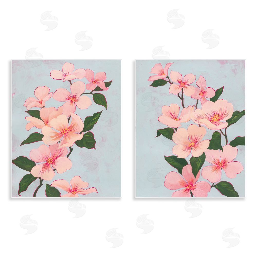 Grace Popp Pink Cherry Blossom Branch Wooden Wall Plaque Art Print