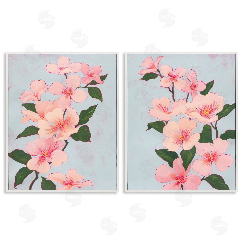Grace Popp Pink Cherry Blossom Branch White Framed Giclee Wall Art Print