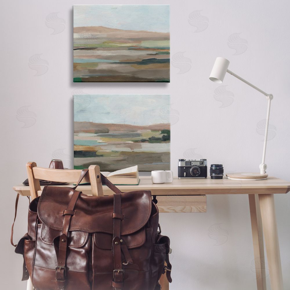 Ethan Harper Neutral Abstract Landscape Canvas Wall Art Print in Room
