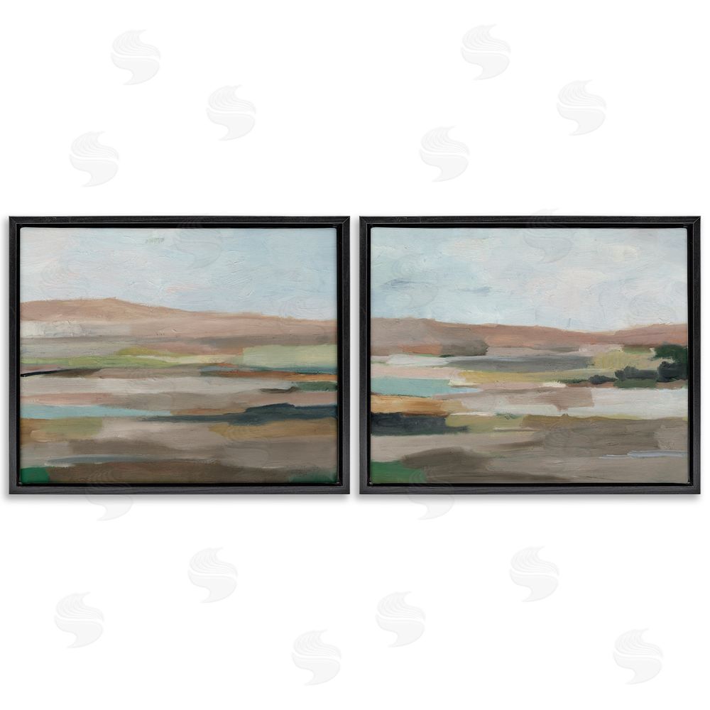 Ethan Harper Neutral Abstract Landscape Black Floating Frame Canvas Wall Art Print