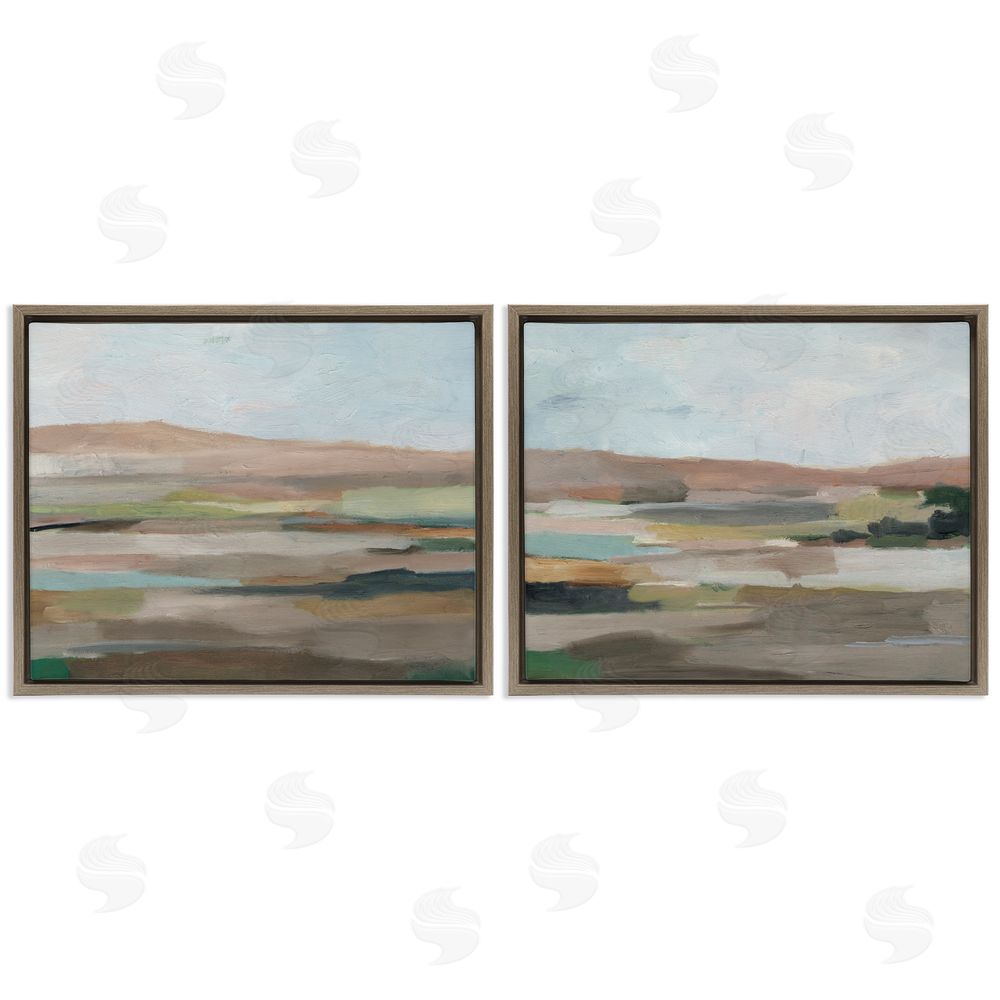 Ethan Harper Neutral Abstract Landscape Brown Floating Frame Canvas Wall Art Print