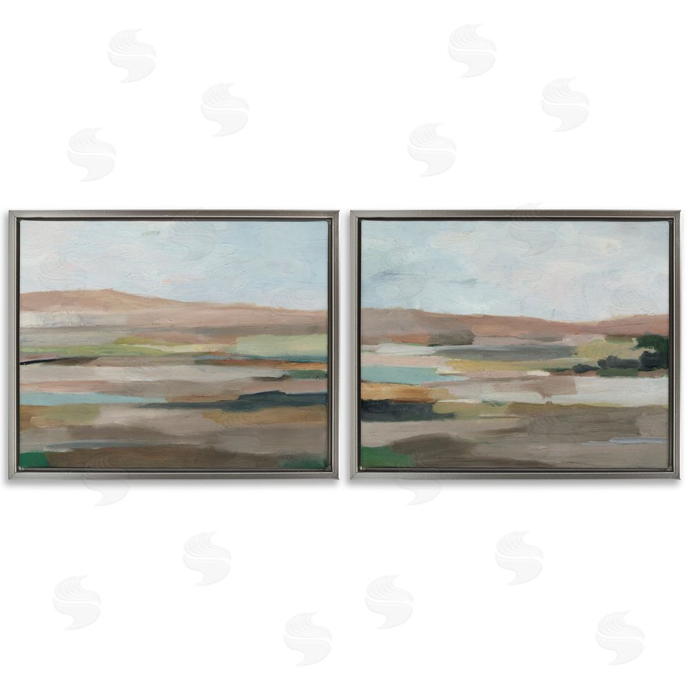 Ethan Harper Neutral Abstract Landscape Gray Floating Frame Canvas Wall Art Print