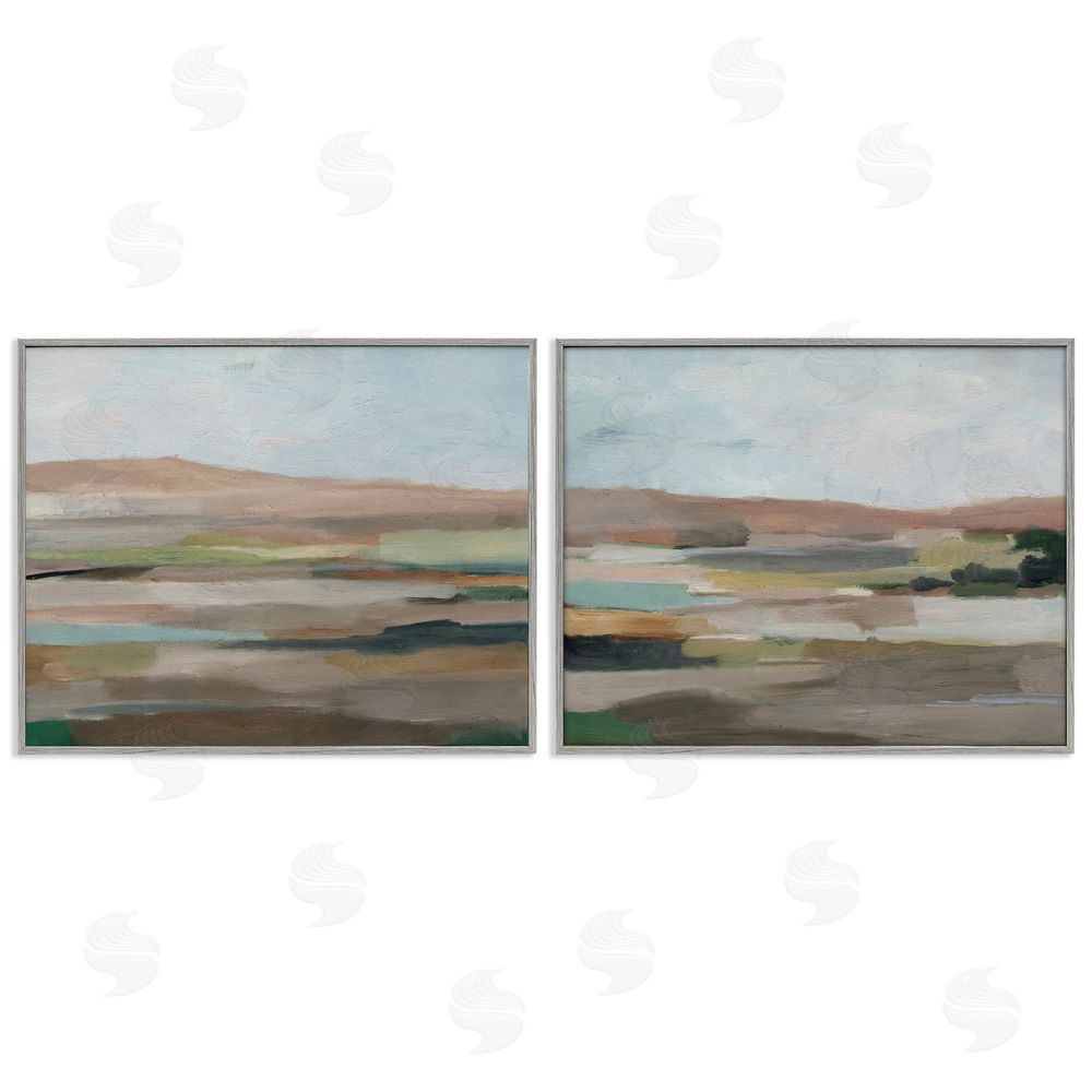 Ethan Harper Neutral Abstract Landscape Gray Framed Giclee Wall Art Print