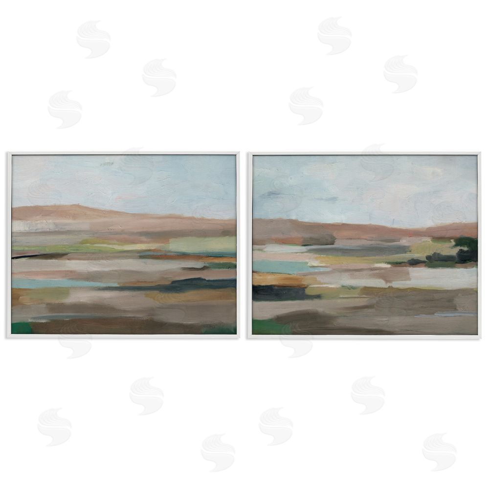 Ethan Harper Neutral Abstract Landscape White Framed Giclee Wall Art Print