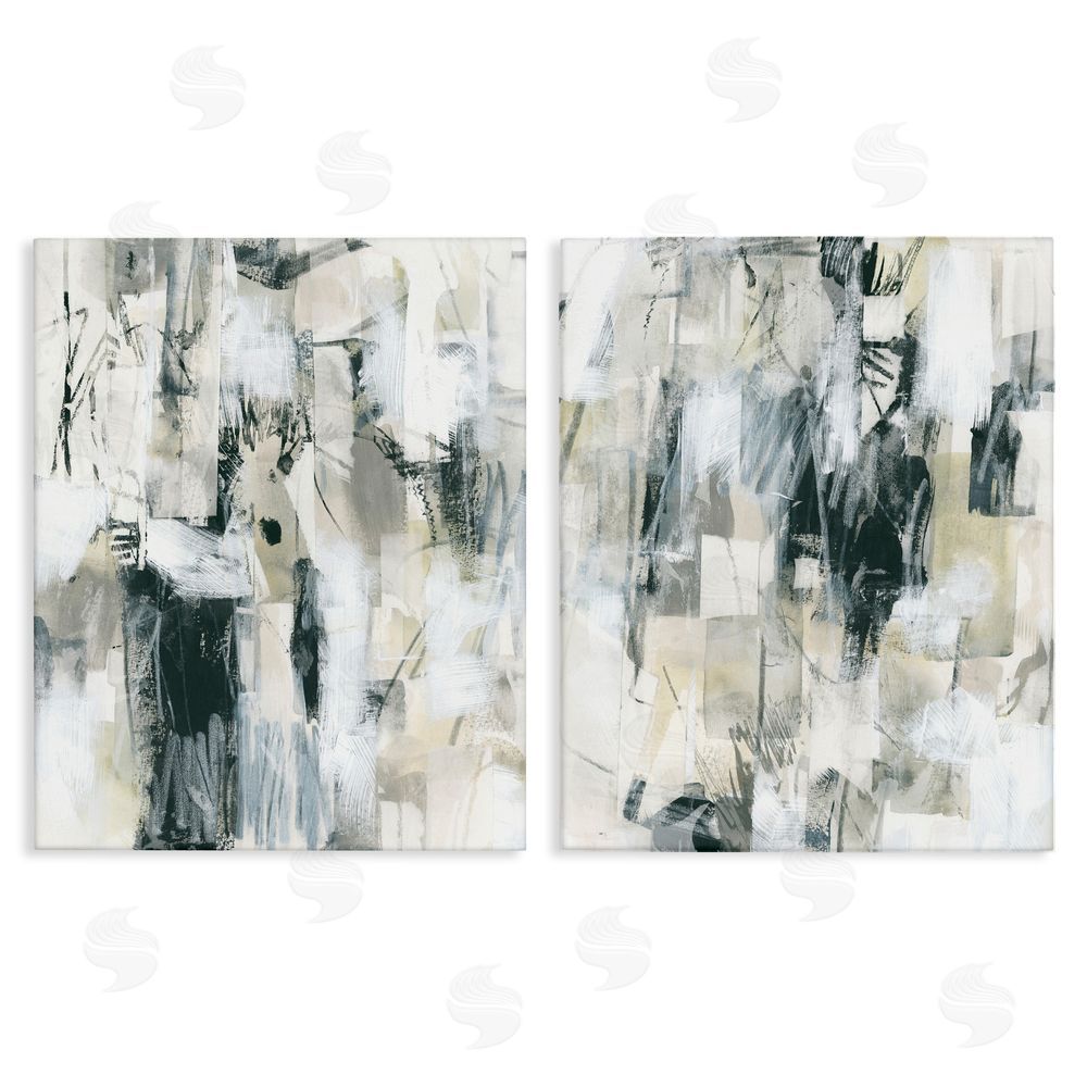 June Erica Vess Abstract Charcoal and Beige Canvas Wall Art Print