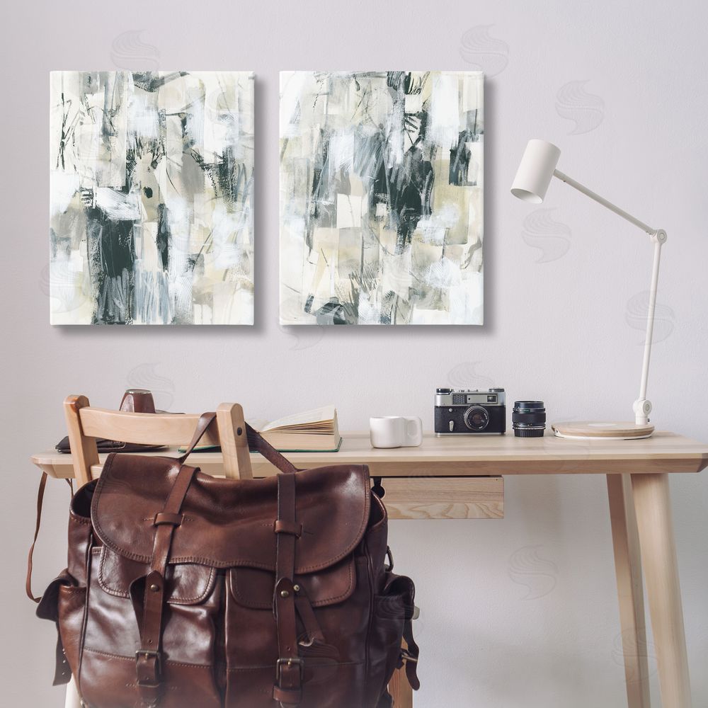 June Erica Vess Abstract Charcoal and Beige Canvas Wall Art Print in Room