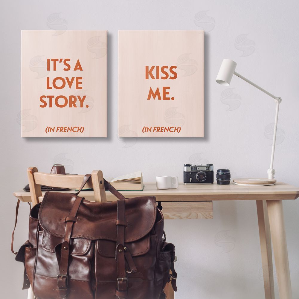 Grace Popp Modern Love Story Kiss  Canvas Wall Art Print in Room