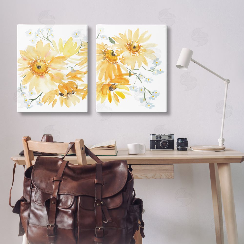 Amanda Cook Watercolor Black Eyed Susans Canvas Wall Art Print in Room