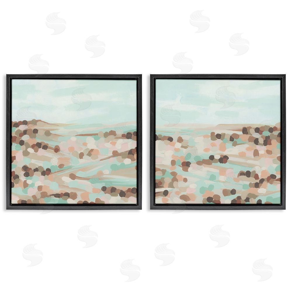 June Erica Vess Mint Pastel Abstract Vista  Black Floating Frame Canvas Wall Art Print