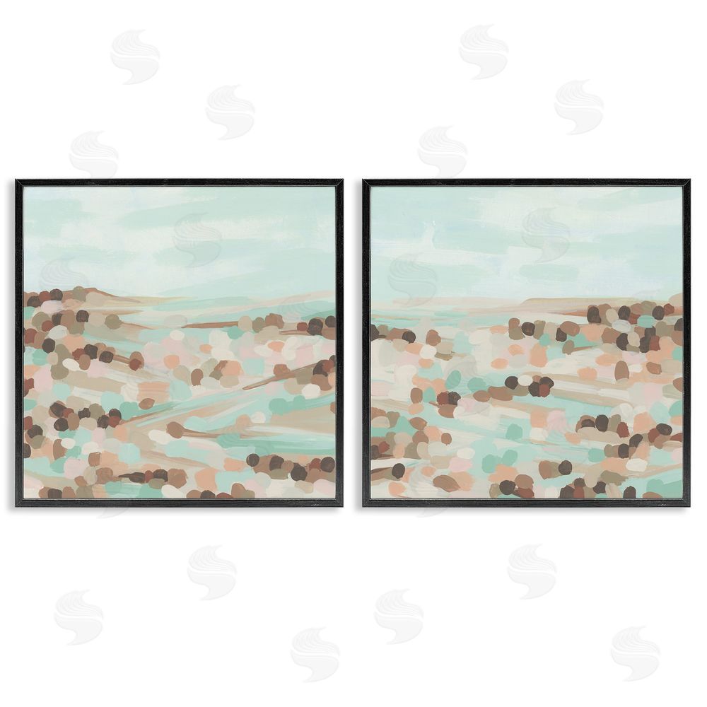 June Erica Vess Mint Pastel Abstract Vista  Black Framed Giclee Wall Art Print