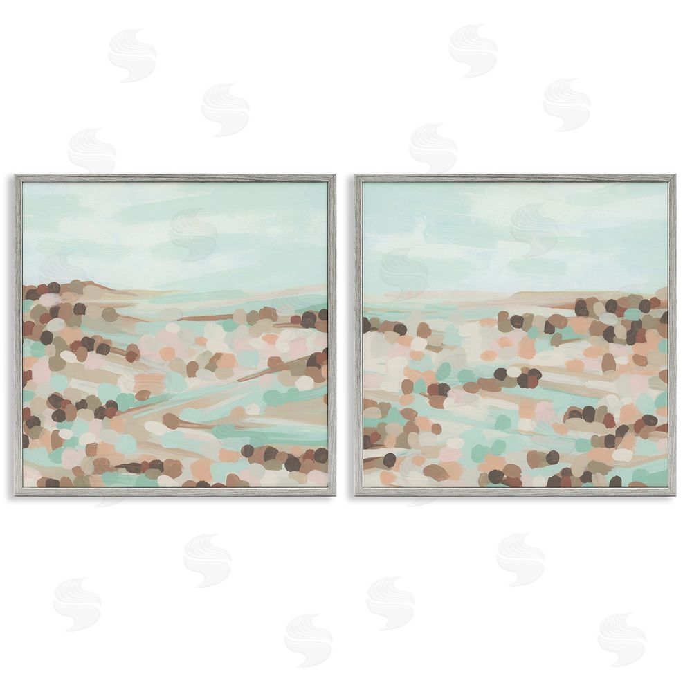 June Erica Vess Mint Pastel Abstract Vista  Gray Framed Giclee Wall Art Print