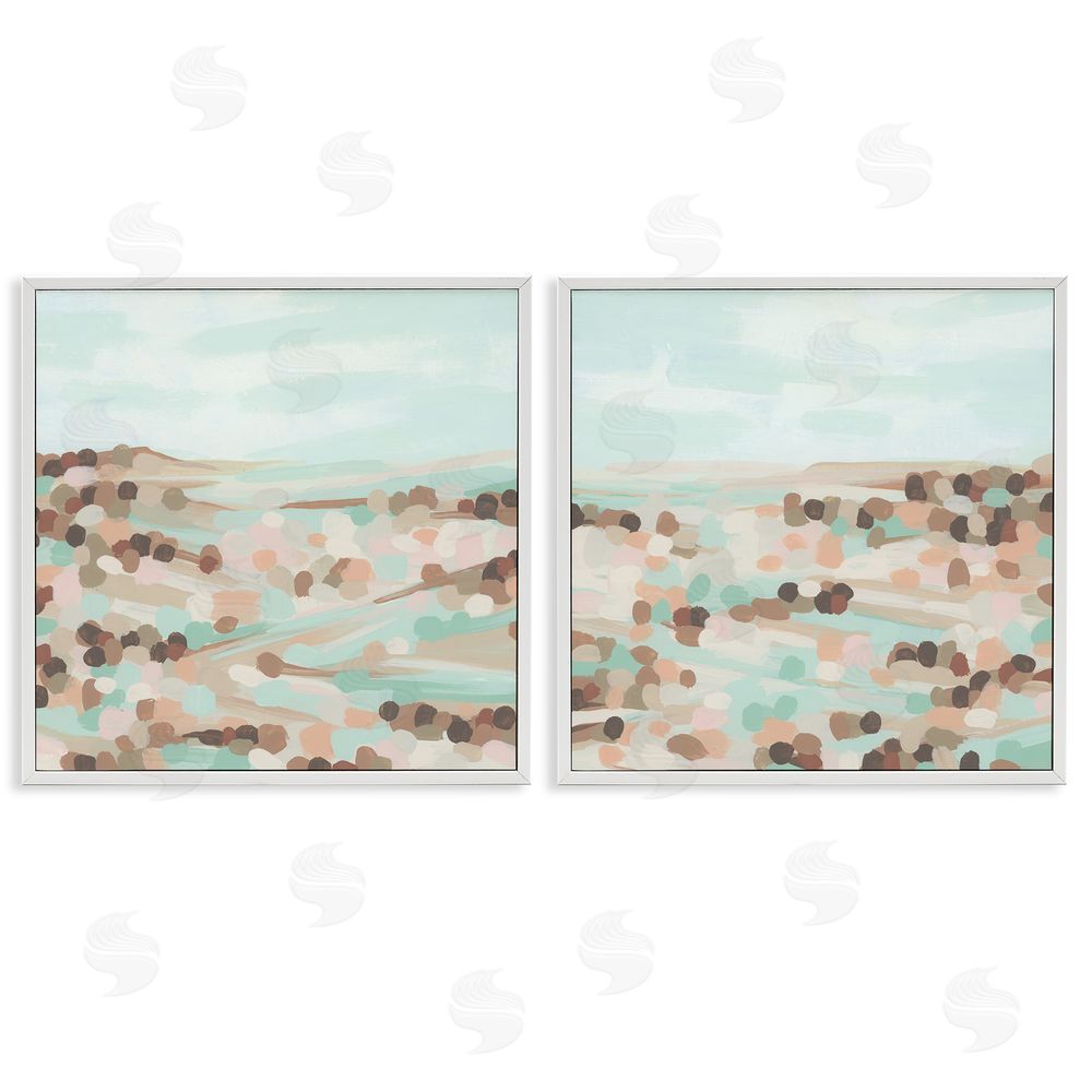 June Erica Vess Mint Pastel Abstract Vista  White Framed Giclee Wall Art Print
