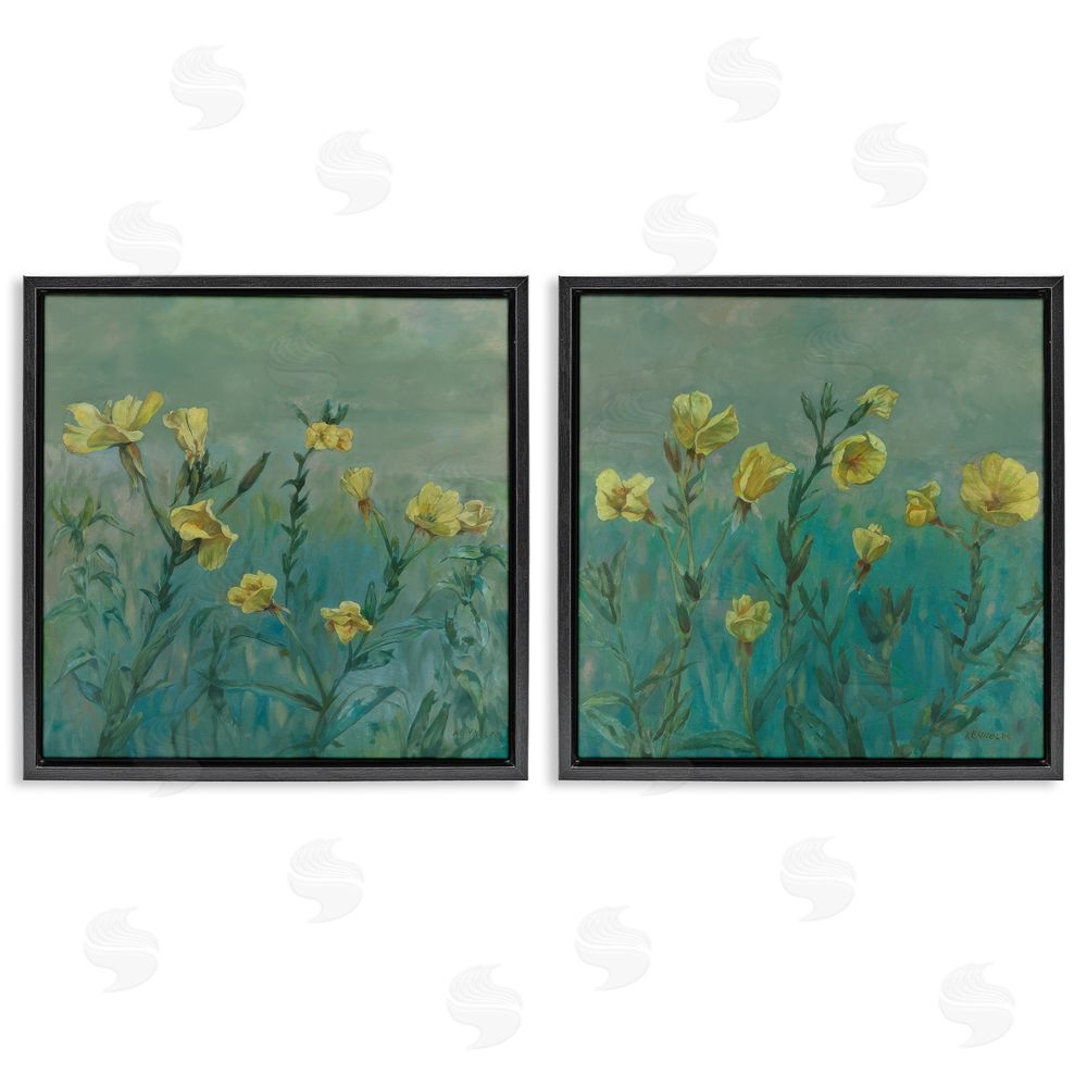 Graham Reynolds Evening Primrose Flower Unfurling Black Floating Frame Canvas Wall Art Print
