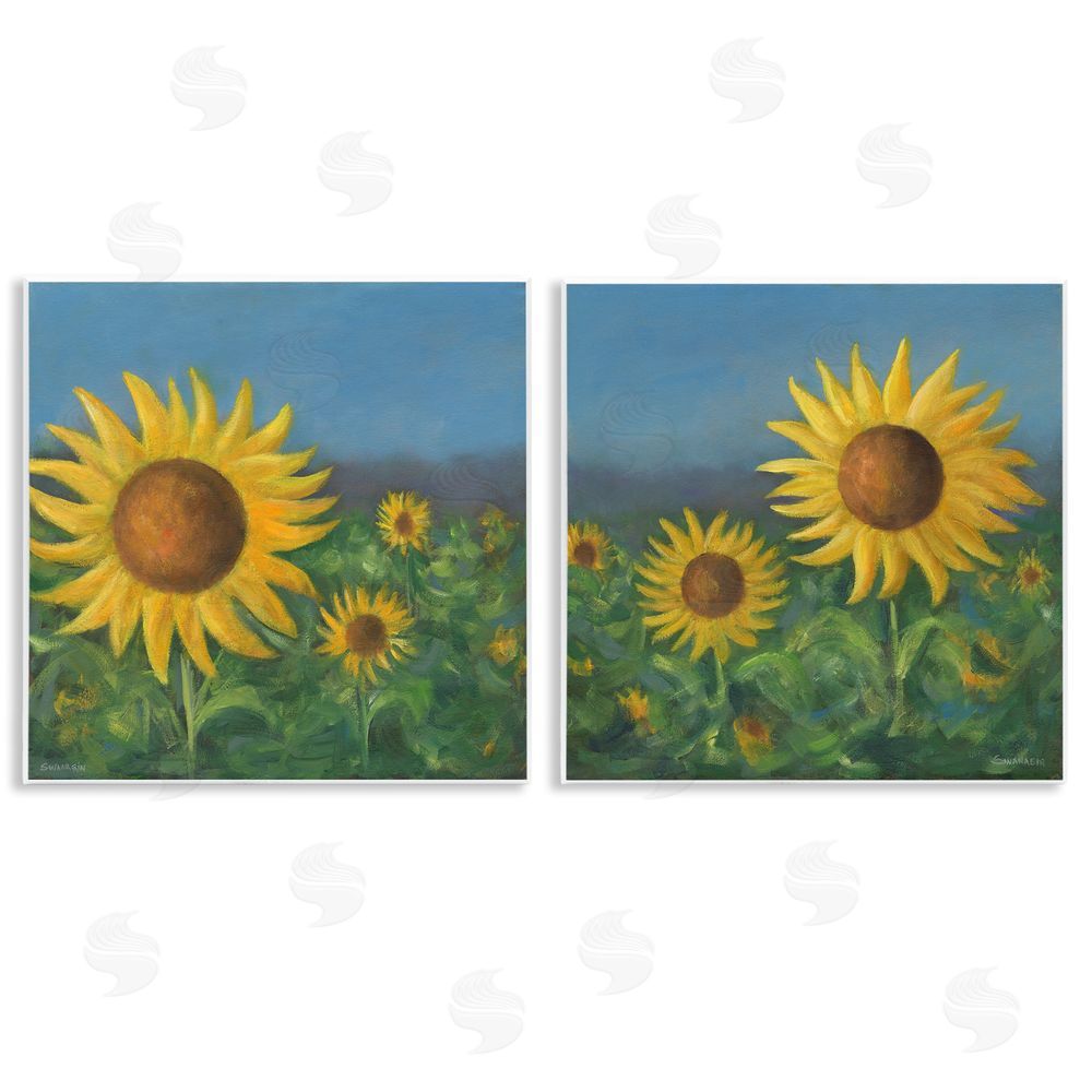 David Swanagin Gorgeous Sunflower Field Wooden Wall Plaque Art Print
