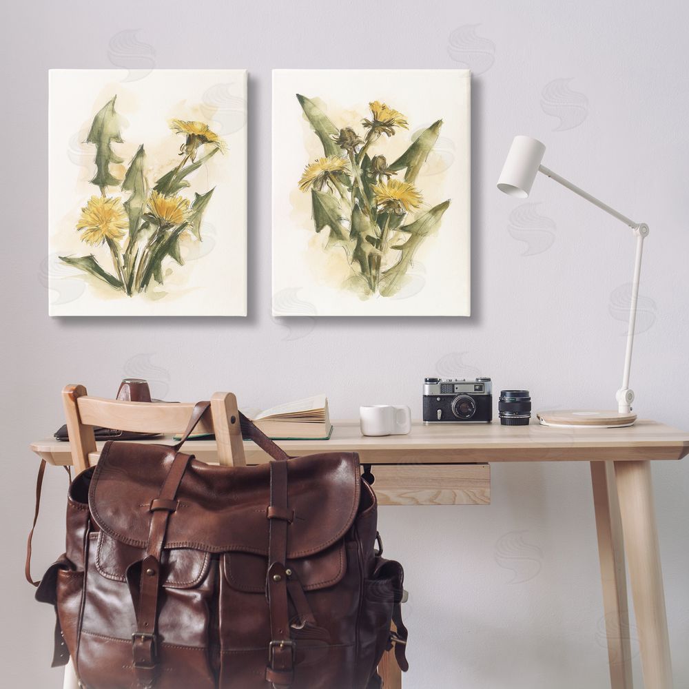 Ethan Harper Dandelion Watercolor Sketch Canvas Wall Art Print in Room