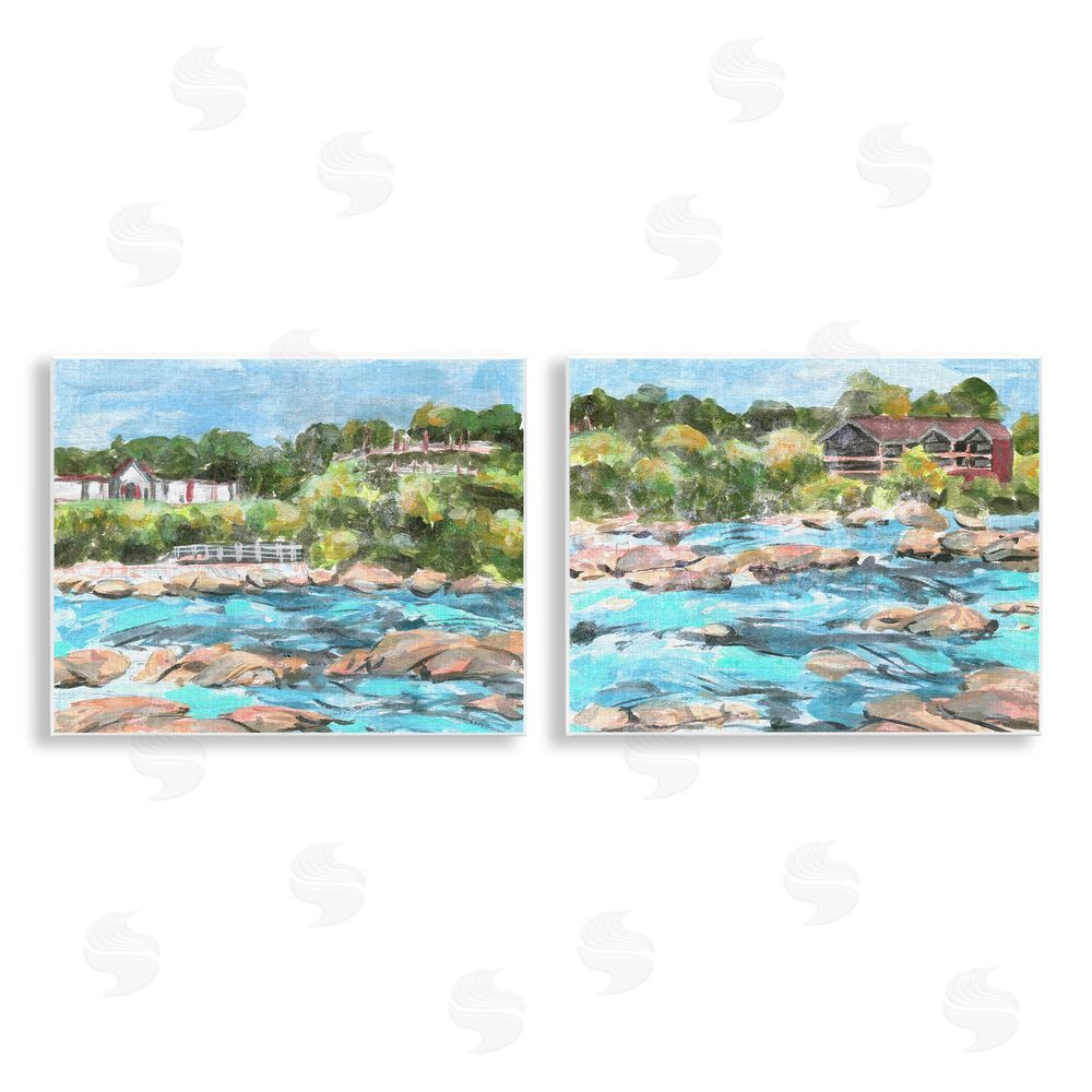 Melissa Wang Flowing River Rocks  Wooden Wall Plaque Art Print
