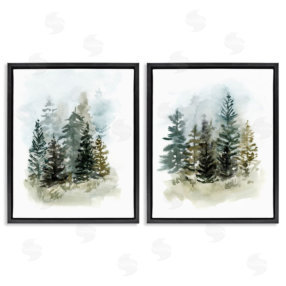 Victoria Barnes Pine Trees Forest  Grove  Black Floating Frame Canvas Wall Art Print