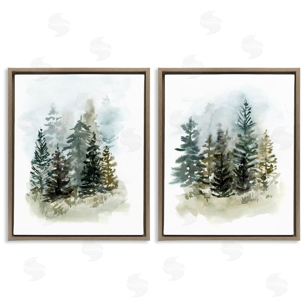 Victoria Barnes Pine Trees Forest  Grove  Brown Floating Frame Canvas Wall Art Print