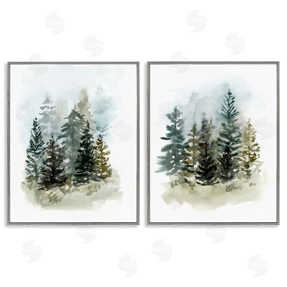 Victoria Barnes Pine Trees Forest  Grove  Gray Framed Giclee Wall Art Print