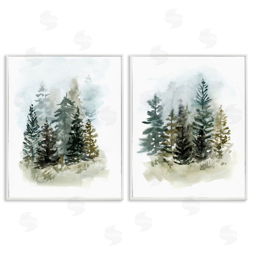 Victoria Barnes Pine Trees Forest  Grove  White Framed Giclee Wall Art Print