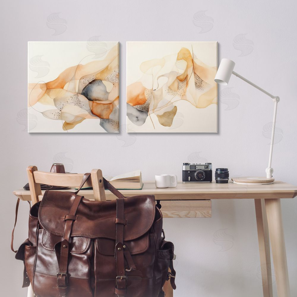 Irena Orlov Abstract Peach Watercolor Shapes Canvas Wall Art Print in Room