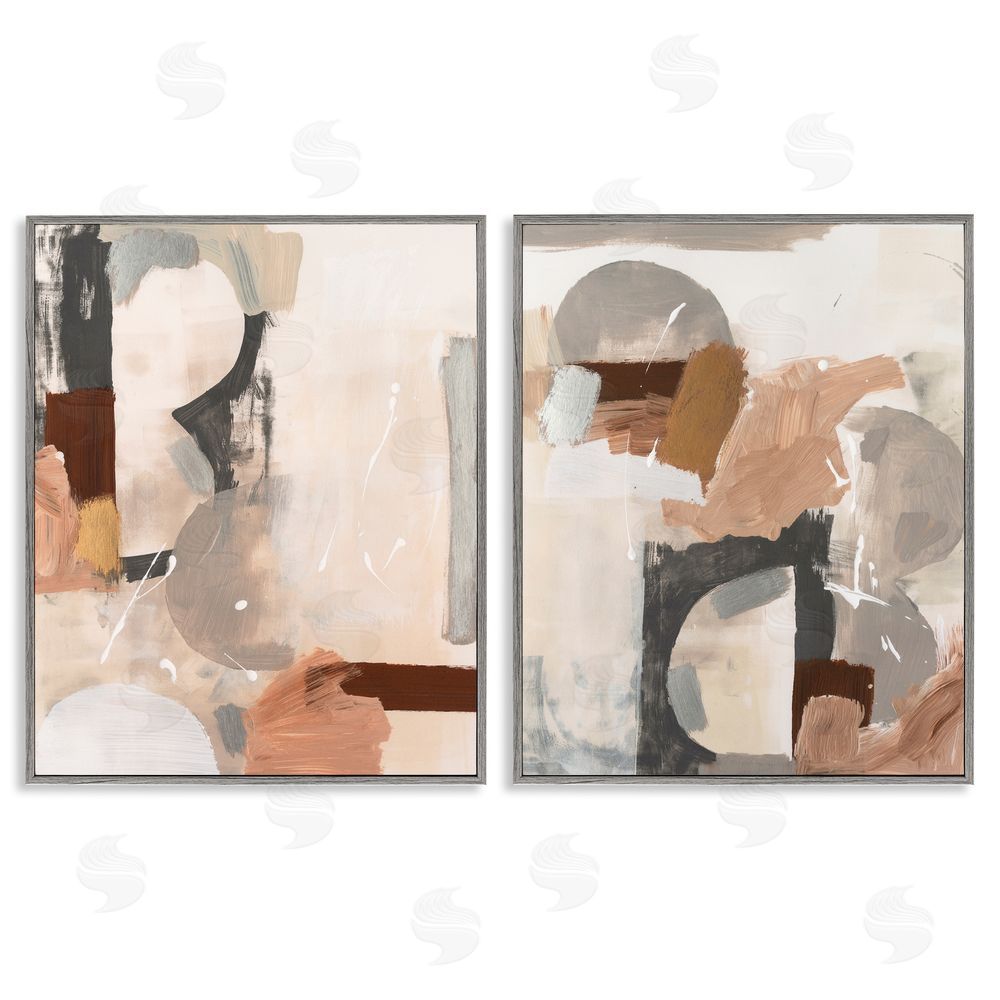 Victoria Barnes Abstract Neutral Shapes Brown Gray Framed Giclee Wall Art Print
