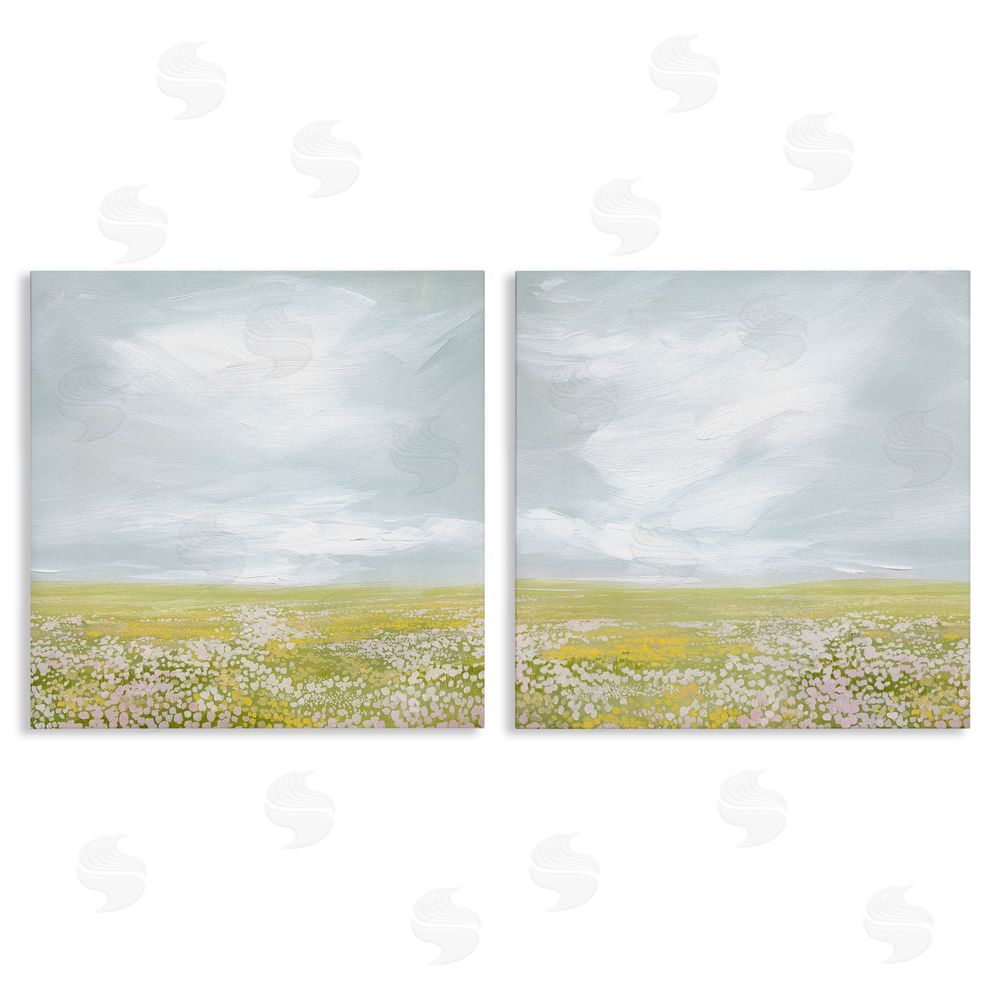 Grace Popp Flowering Field Wispy Clouds Canvas Wall Art Print