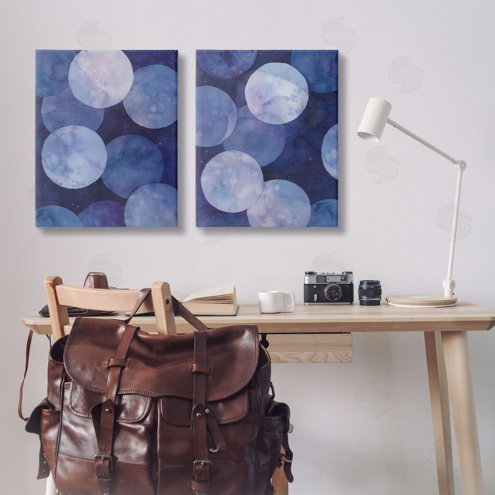 Grace Popp Abstract Blue Purple Circle Bubbles  Canvas Wall Art Print in Room
