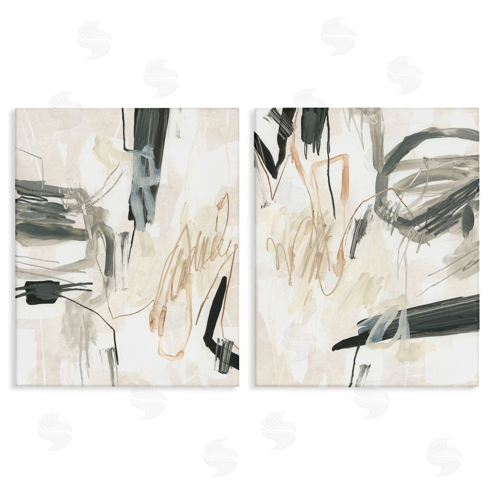 June Erica Vess Abstract Squiggly Beige Lines Canvas Wall Art Print