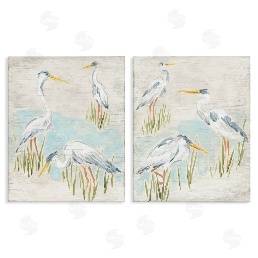 June Erica Vess Cranes in Marsh Pond Canvas Wall Art Print