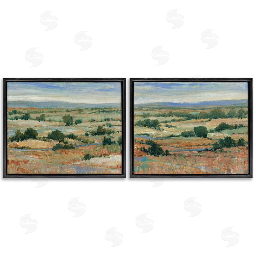 Tim O'Toole Abstract Farm Field Landscape Black Floating Frame Canvas Wall Art Print