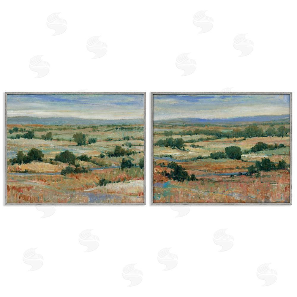 Tim O'Toole Abstract Farm Field Landscape Gray Framed Giclee Wall Art Print
