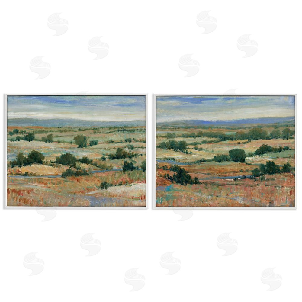Tim O'Toole Abstract Farm Field Landscape White Framed Giclee Wall Art Print